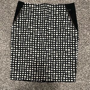 The Limited Black and White Grid Pencil Skirt